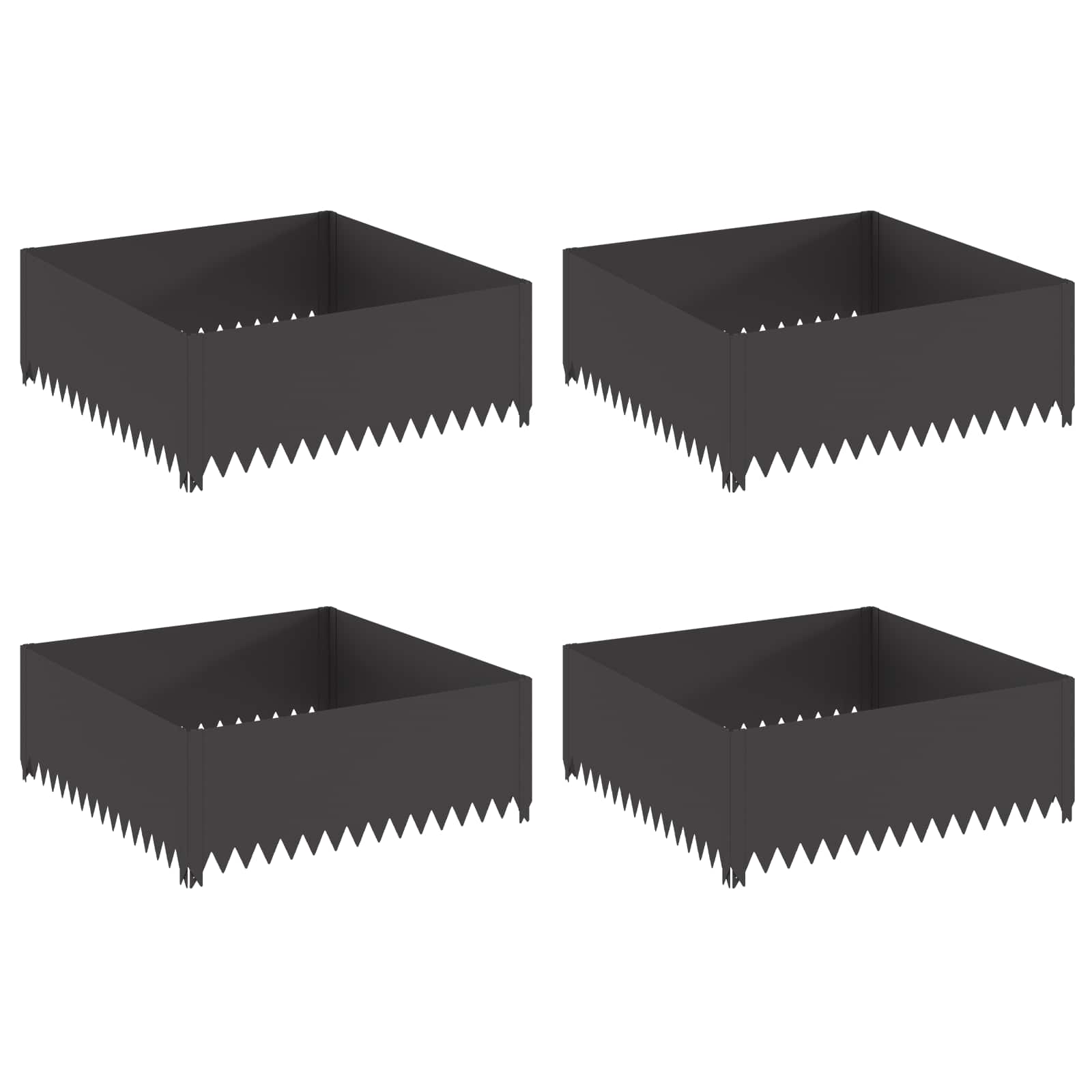 Lawn Edging 4 pcs 100 x 100 x 35 cm Steel Black
