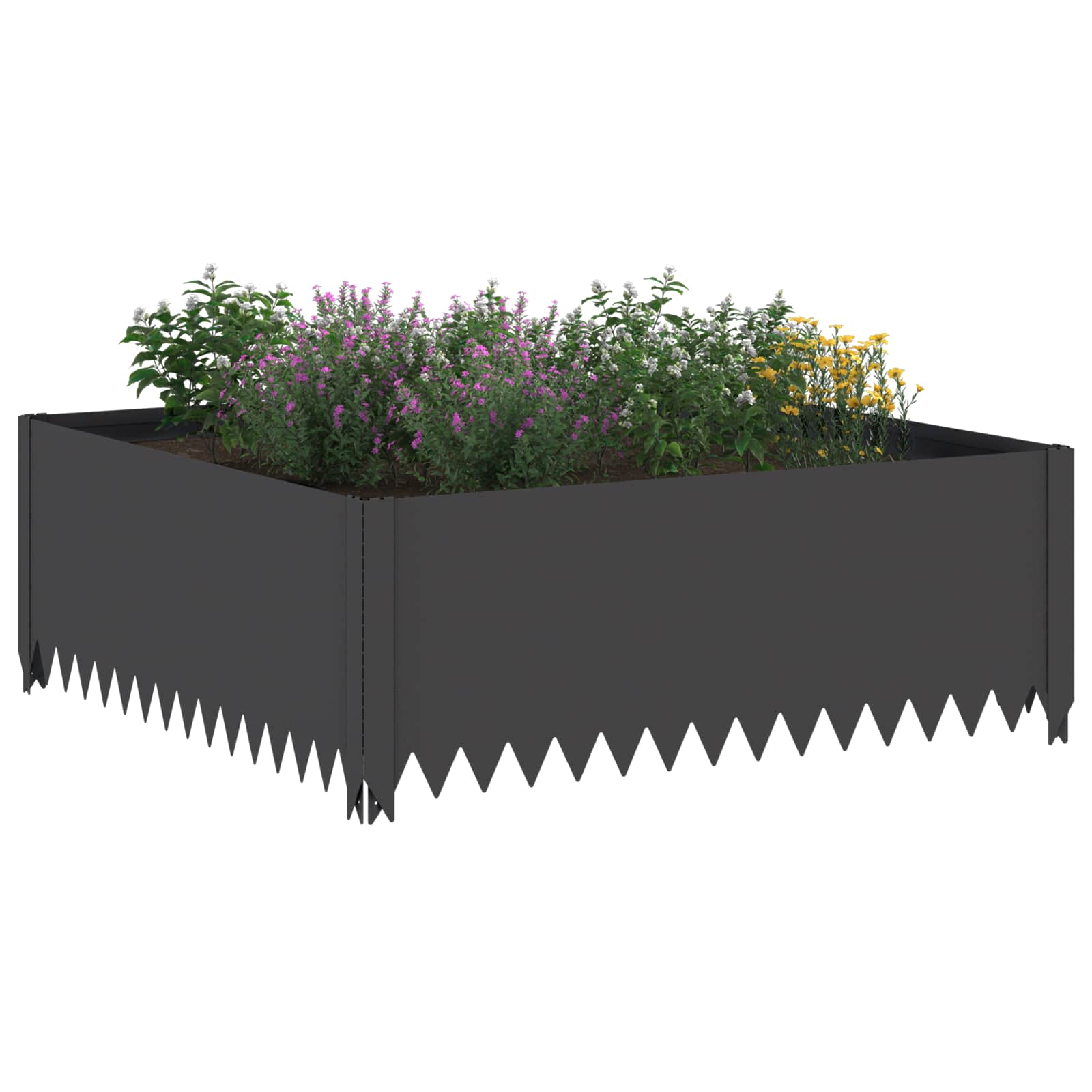 Lawn Edging 4 pcs 100 x 100 x 35 cm Steel Black