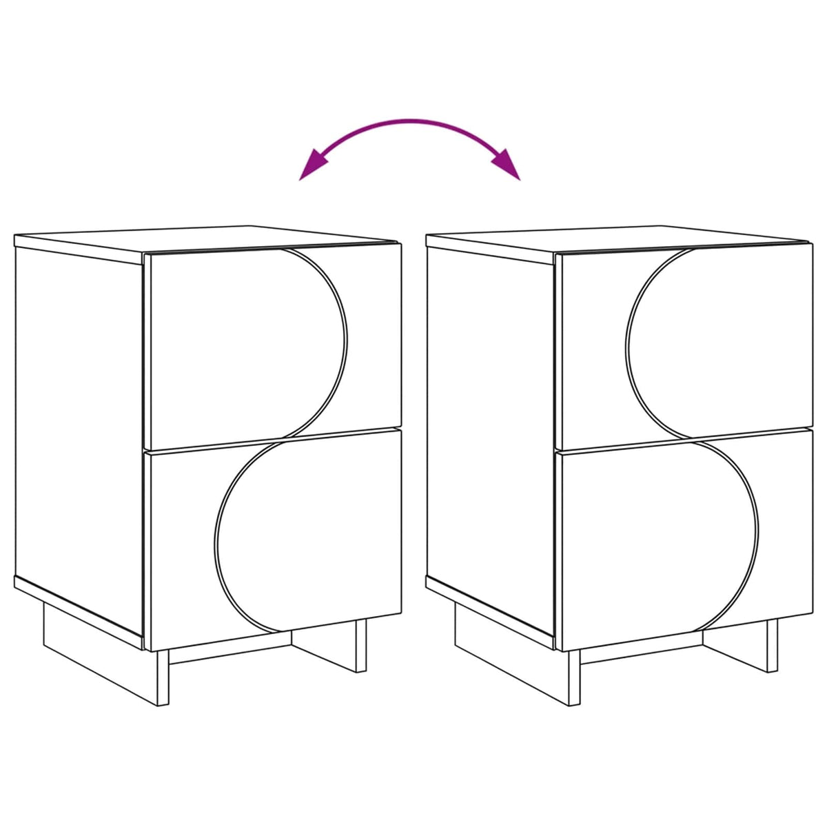 Bedside Cabinet 2 pcs White 33.5 x 34.5 x 50 cm Engineered Wood