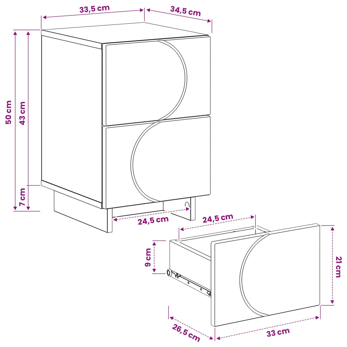 Bedside Cabinet Sonoma Oak 33.5 x 34.5 x 50 cm Engineered Wood