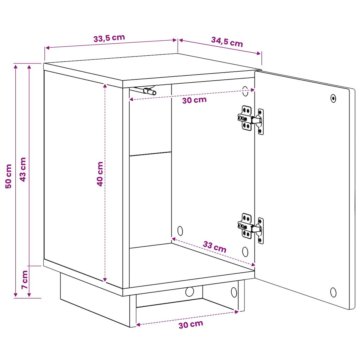 Bedside Cabinet Sonoma Oak 33.5 x 34.5 x 50 cm Engineered Wood