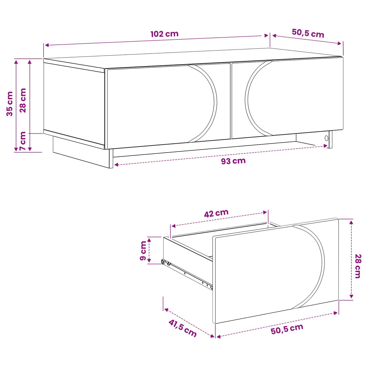 Coffee Table White 102 x 50.5 x 35 cm Engineered Wood