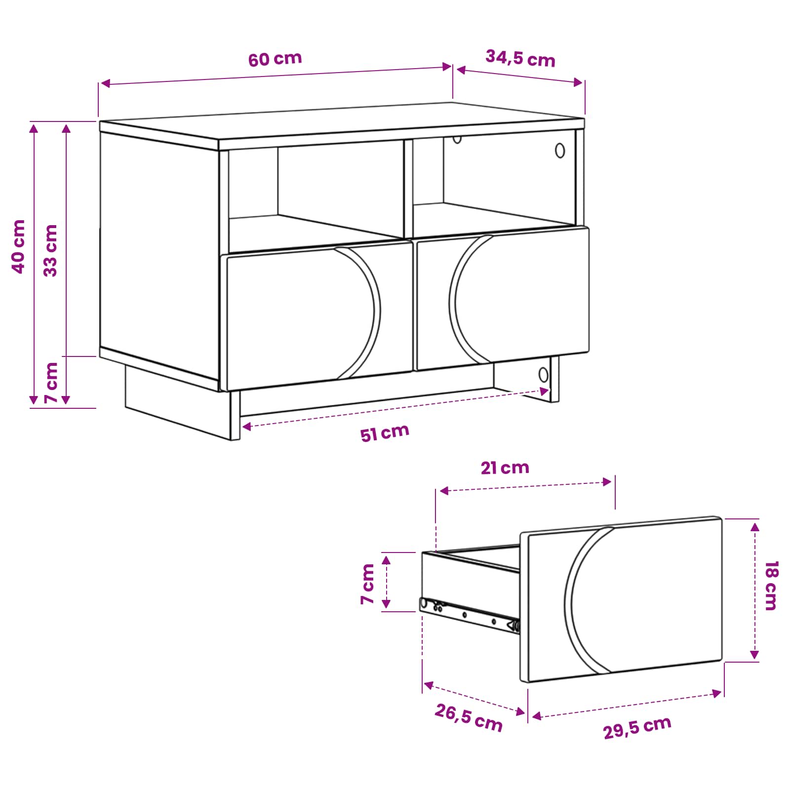 TV Stand 60 x 34.5 x 40 cm Sonoma Oak Engineered Wood
