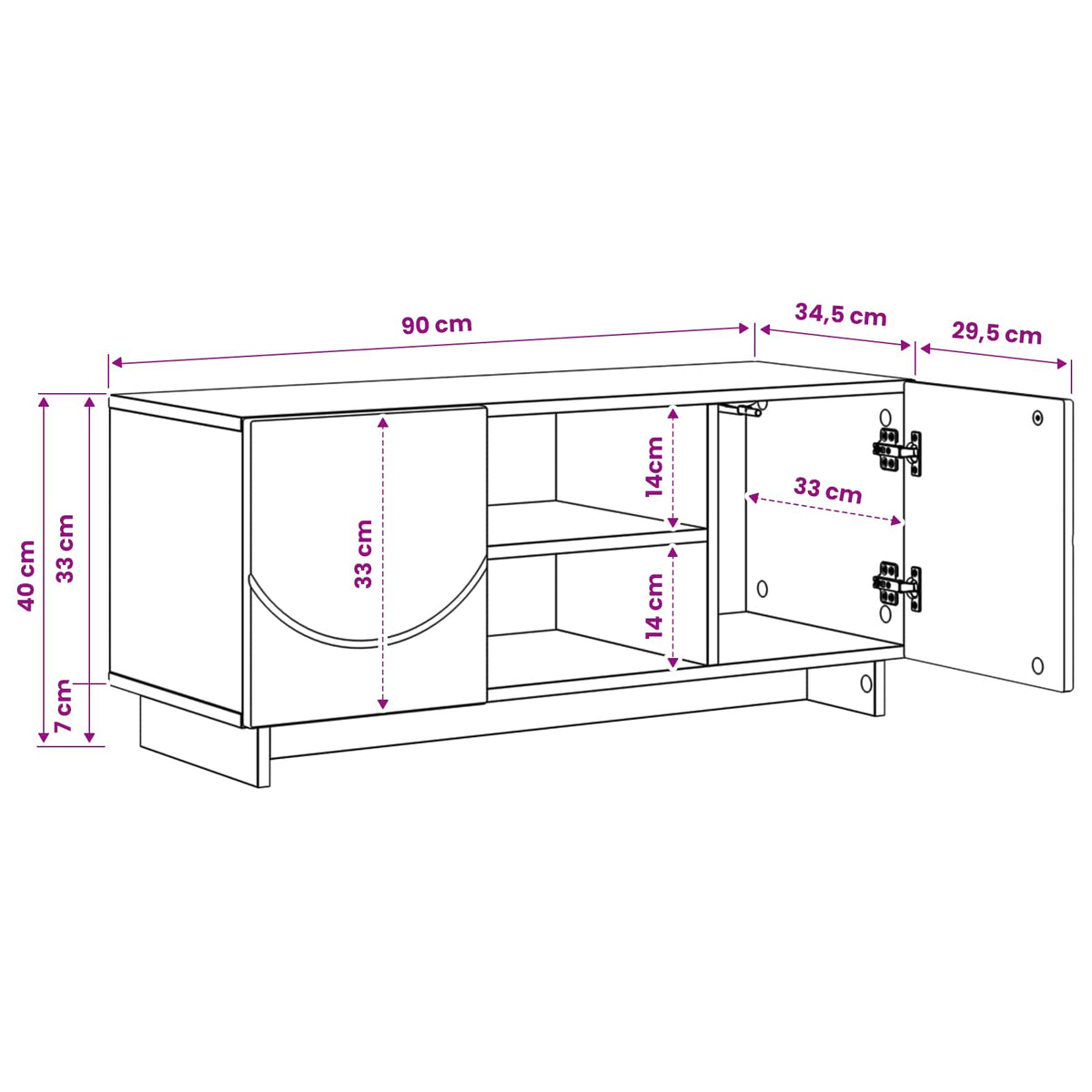 TV Stand 90 x 34.5 x 40 cm Sonoma Oak Engineered Wood