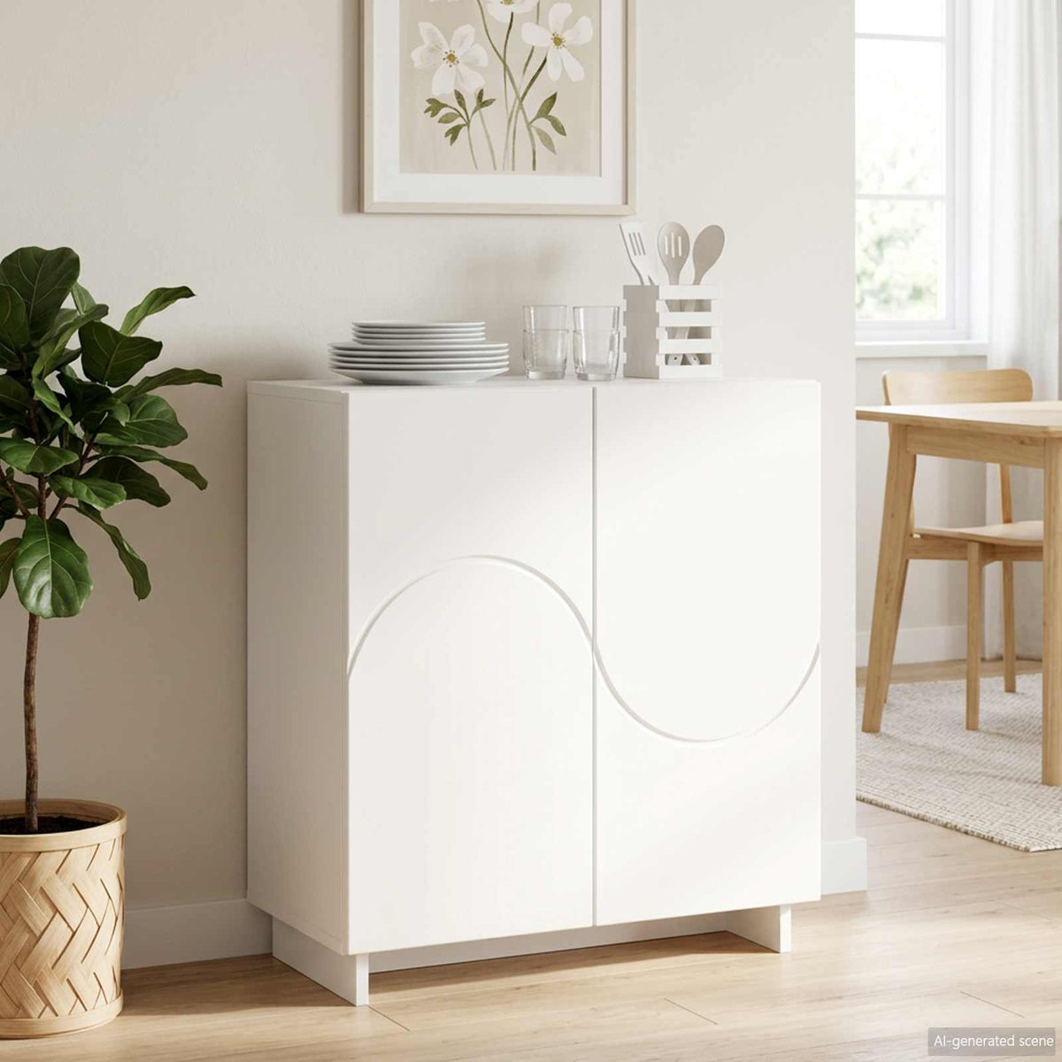 Sideboard White 67 x 34.5 x 75 cm Engineered wood