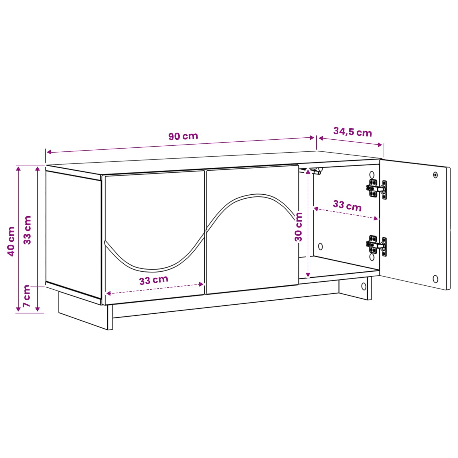 TV Stand 90 x 34.5 x 40 cm White Engineered Wood
