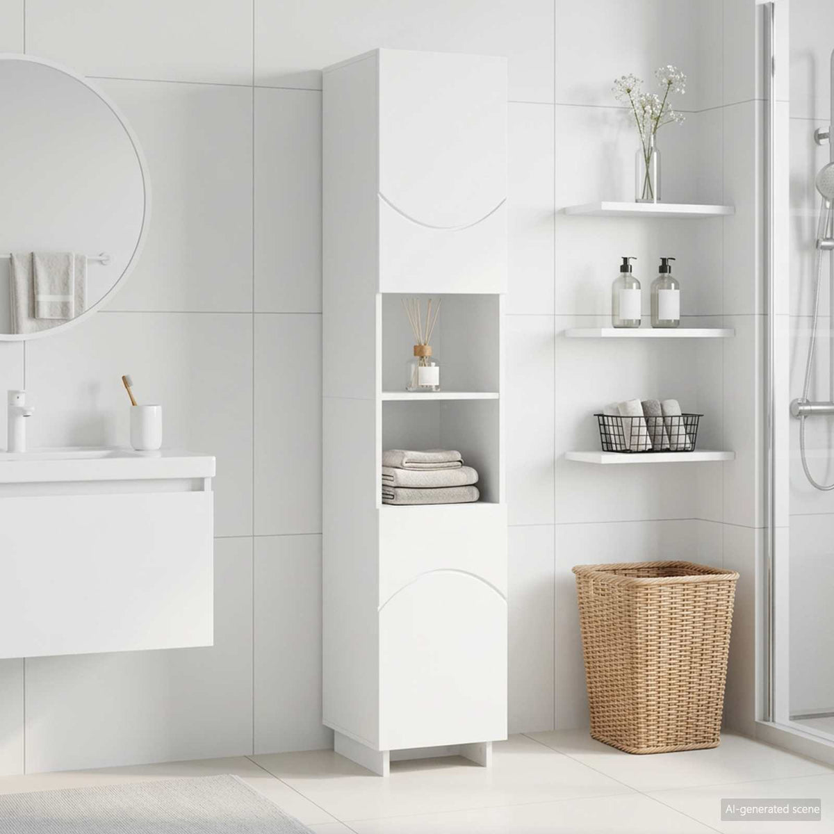 Bathroom cabinet White 36.5 x 38 x 180 cm Engineered Wood