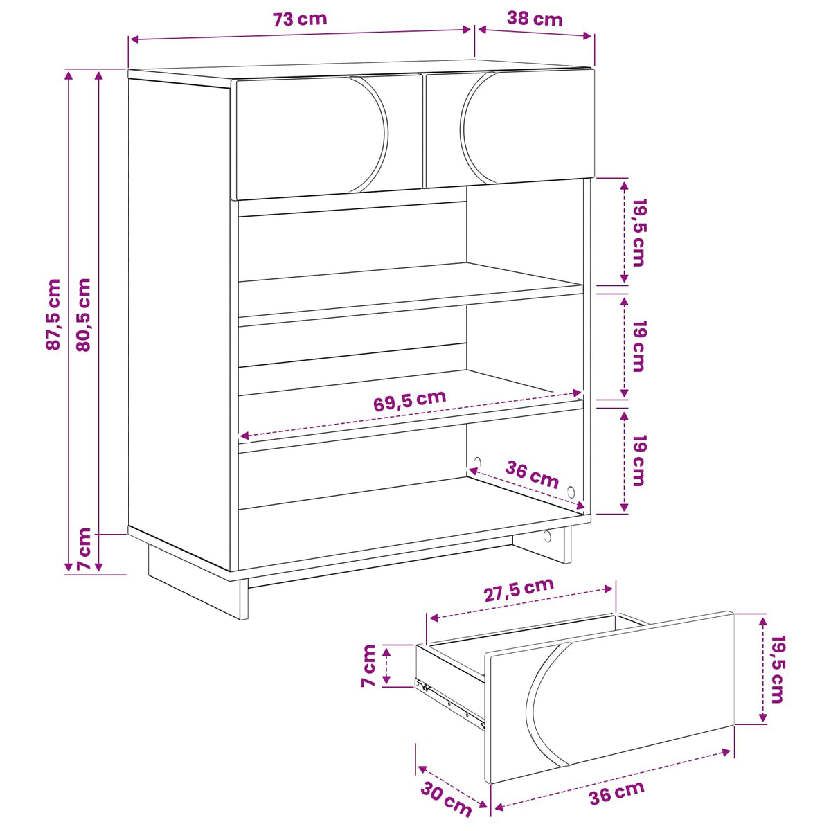 Shoe Cabinet 73 x 38 x 87.5 cm Engineered Wood Sonoma Oak