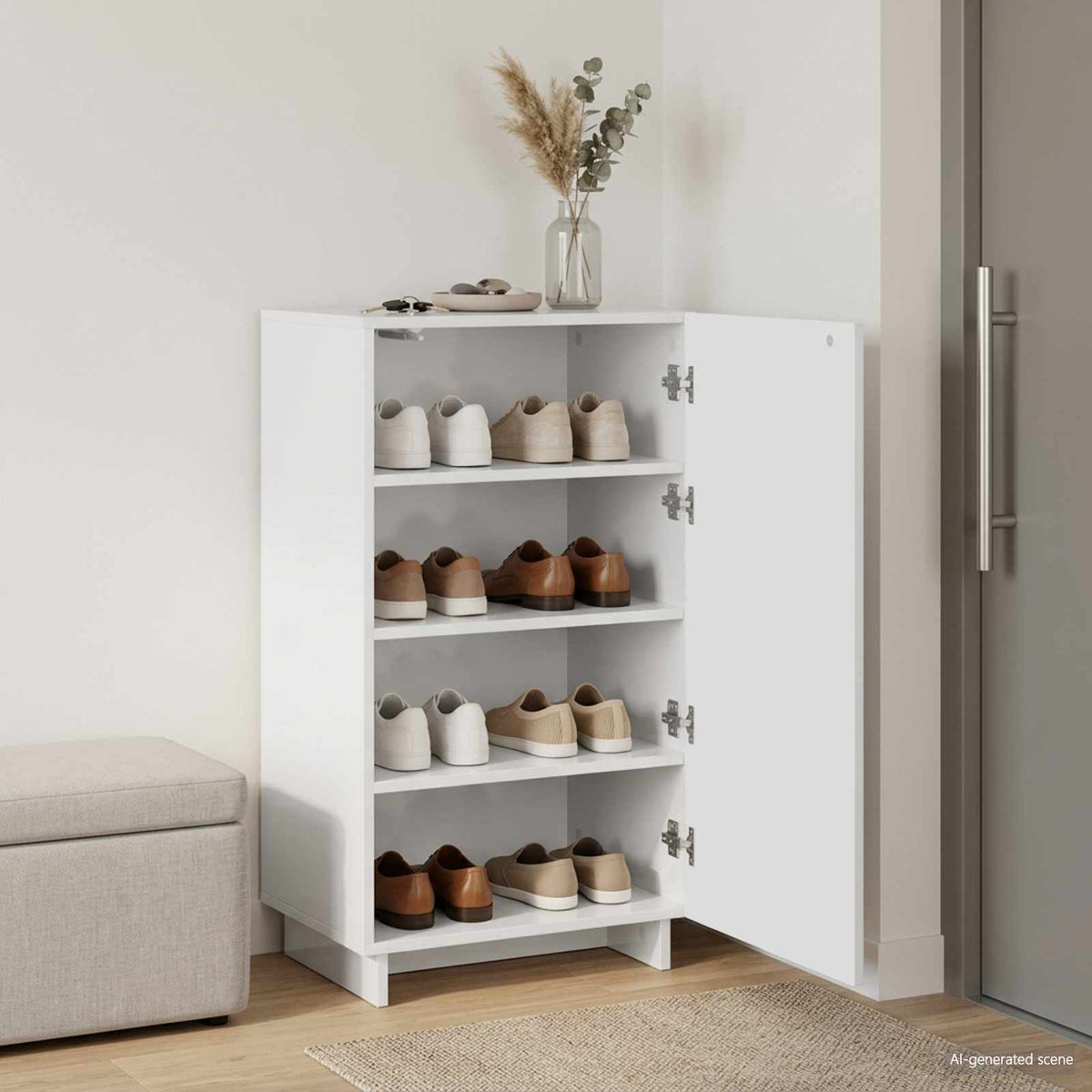 Shoe Cabinet 48 x 38 x 87.5 cm Engineered Wood White