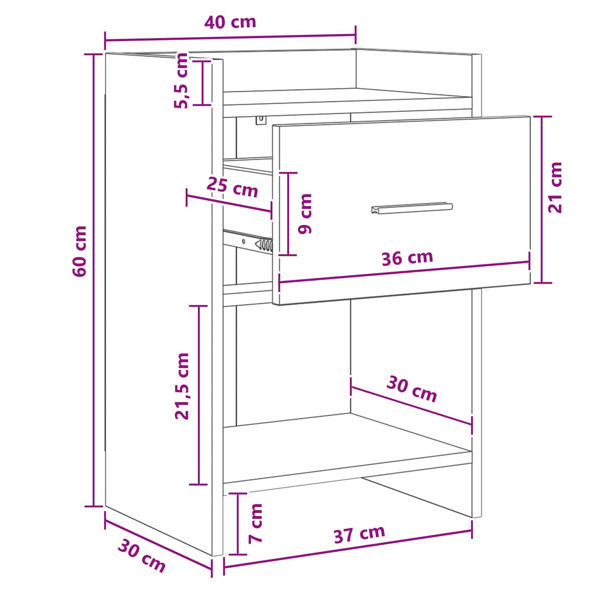 Bedside Tables 2 pcs White 40 x 30 x 60 cm Engineered Wood
