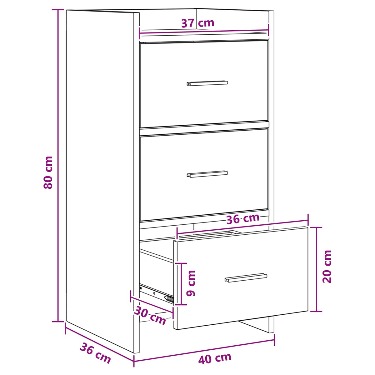 Sideboard White 40 x 36 x 80 cm Engineered Wood