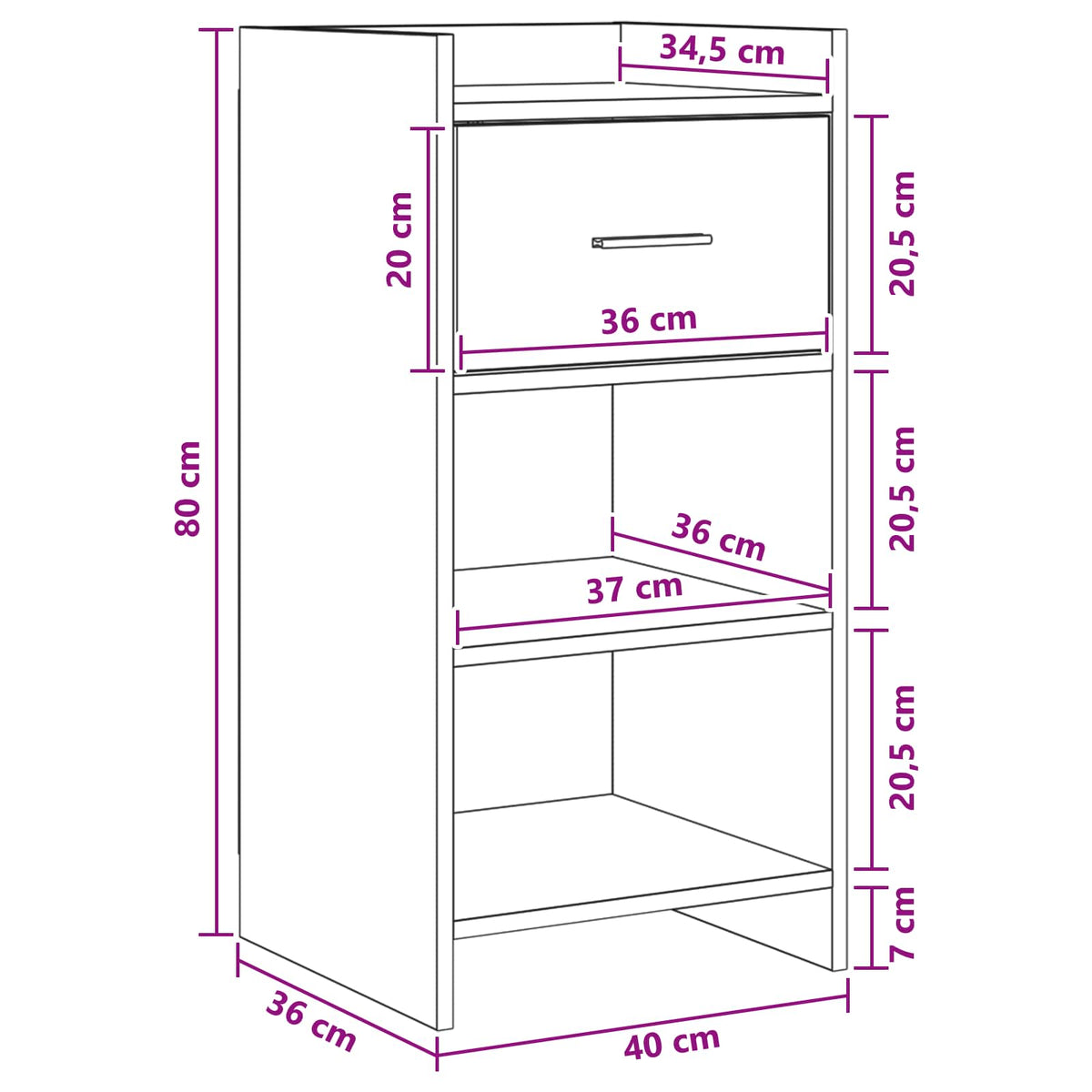 Sideboard White 40 x 36 x 80 cm Engineered Wood