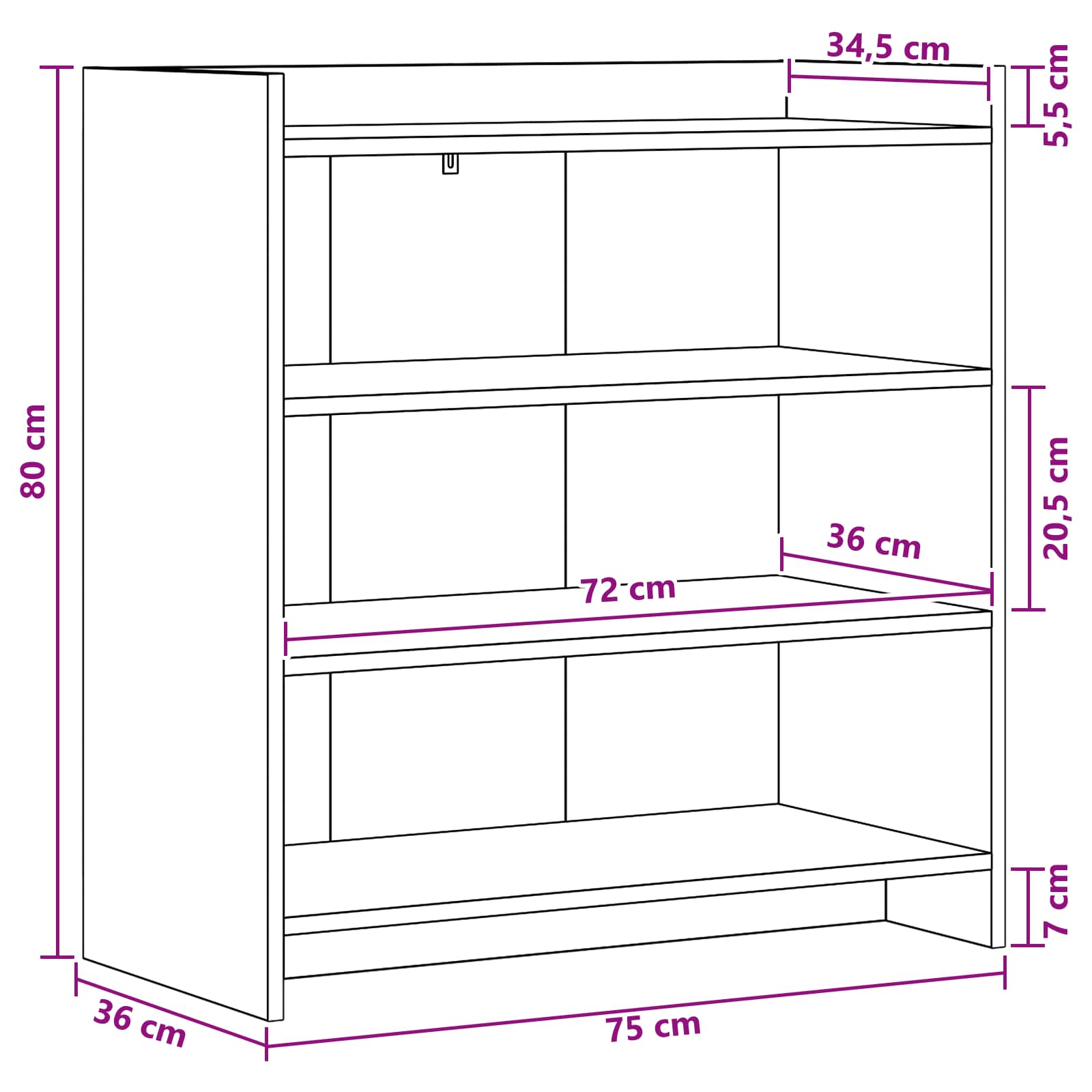 Sideboard White 75 x 36 x 80 cm Engineered Wood