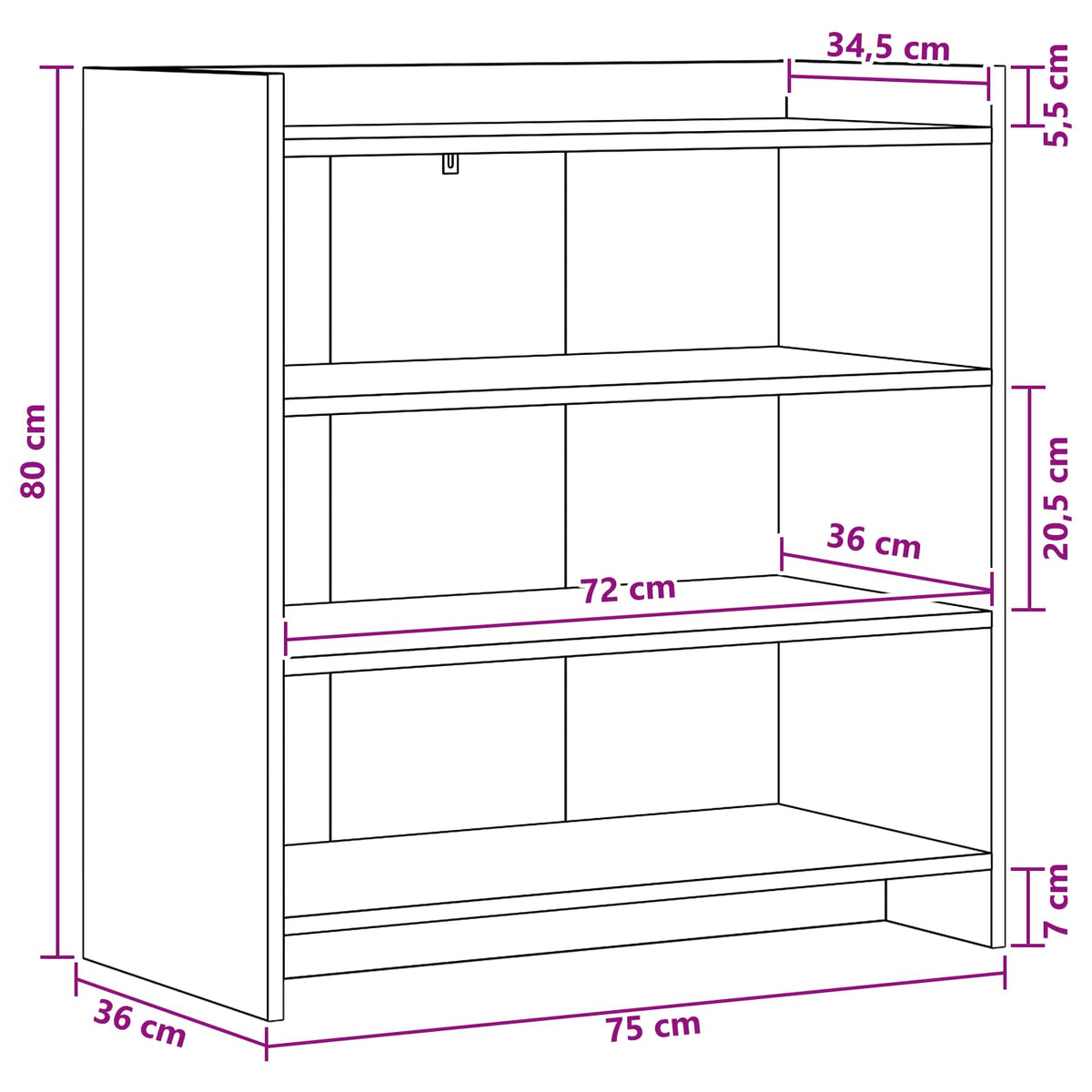Sideboard Sonoma Oak 75 x 36 x 80 cm Engineered Wood