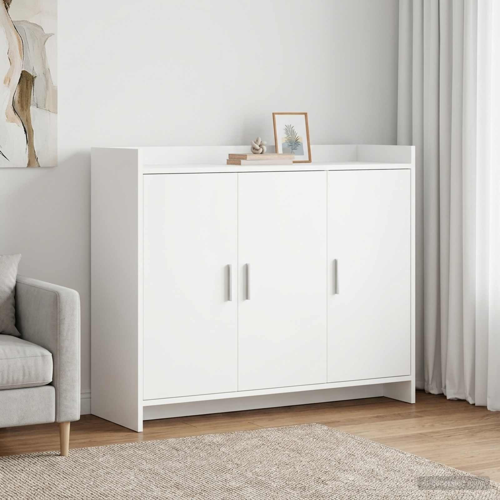 Sideboard White 98.5 x 33 x 80 cm Engineered Wood