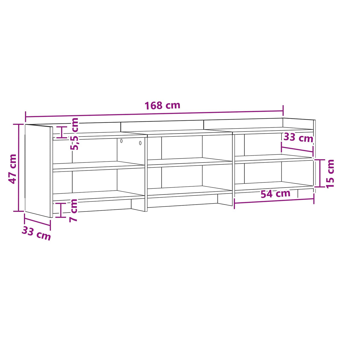 TV Cabinet 168 x 33 x 47 cm White Engineered Wood
