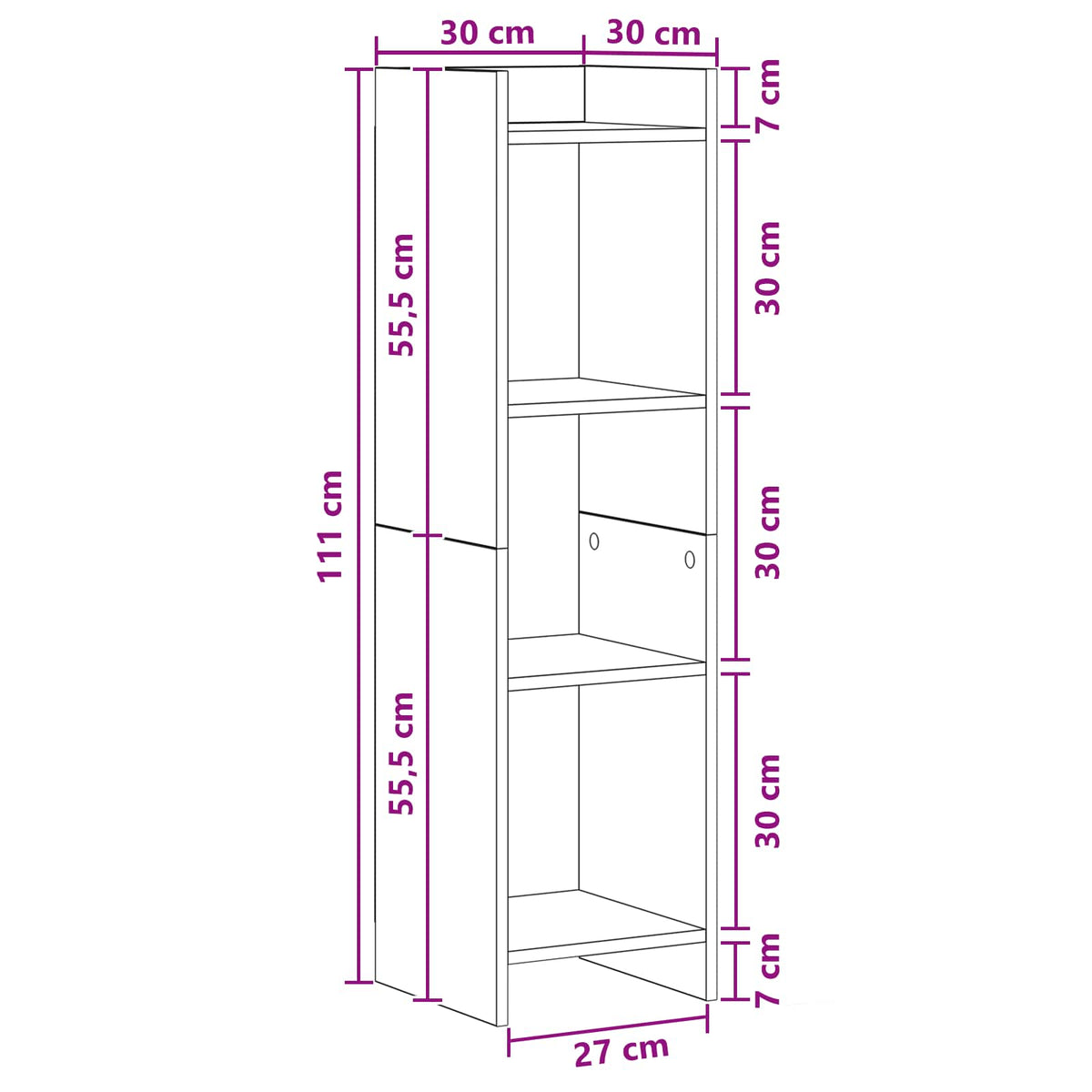 Bookcase Sonoma Oak 30 x 30 x 111 cm Engineered Wood