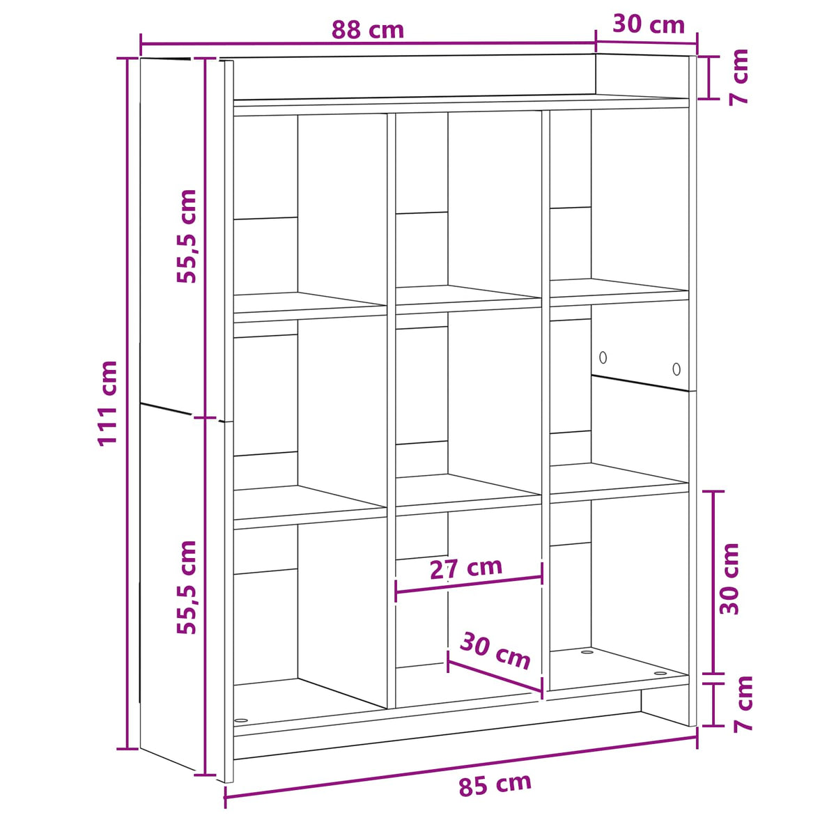 Bookcase Sonoma Oak 87.5 x 30 x 111 cm Engineered Wood