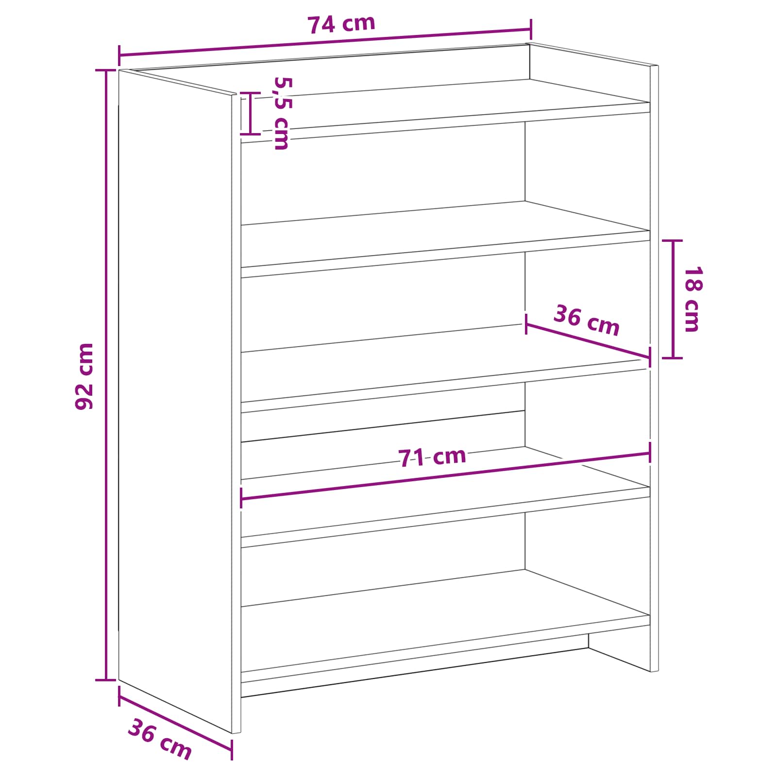 Shoe Cabinet White 73.5 x 36 x 92 cm Engineered Wood