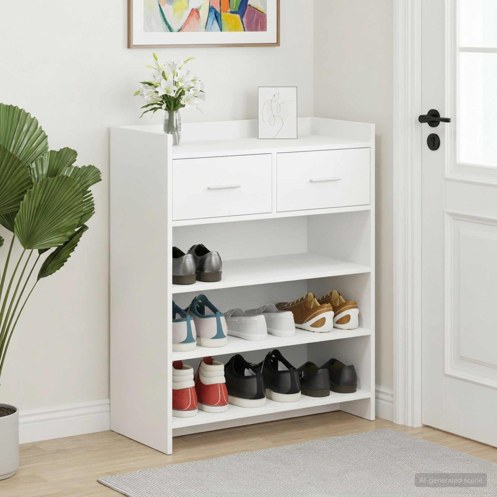 Shoe Cabinet 73.5 x 36 x 92 cm Engineered Wood White