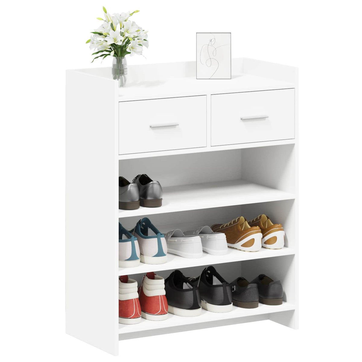 Shoe Cabinet 73.5 x 36 x 92 cm Engineered Wood White