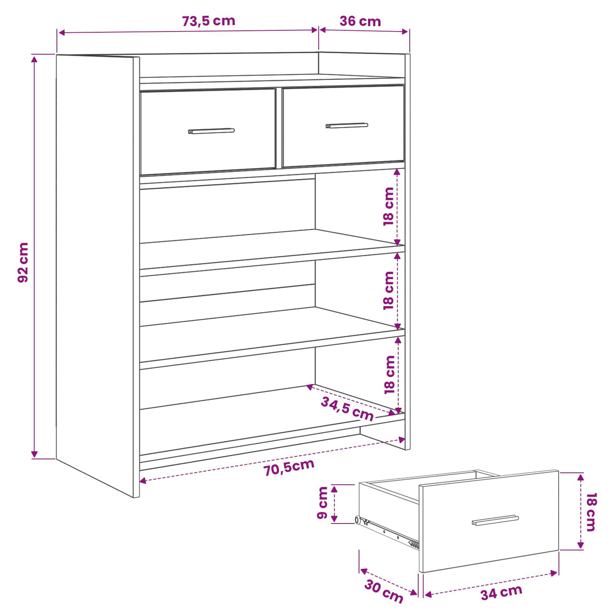 Shoe Cabinet 73.5 x 36 x 92 cm Engineered Wood White