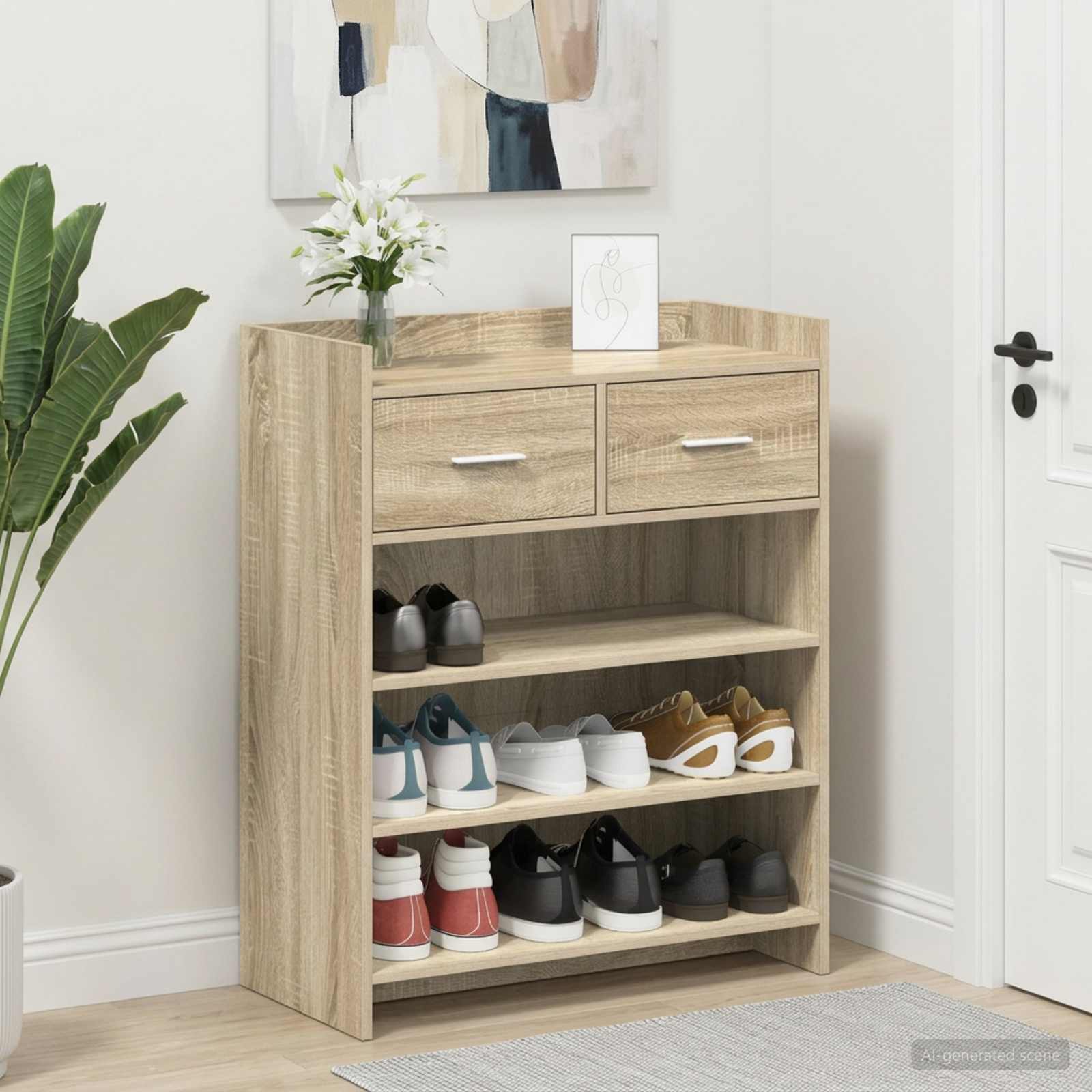 Shoe Cabinet 73.5 x 36 x 92 cm Engineered Wood Sonoma Oak