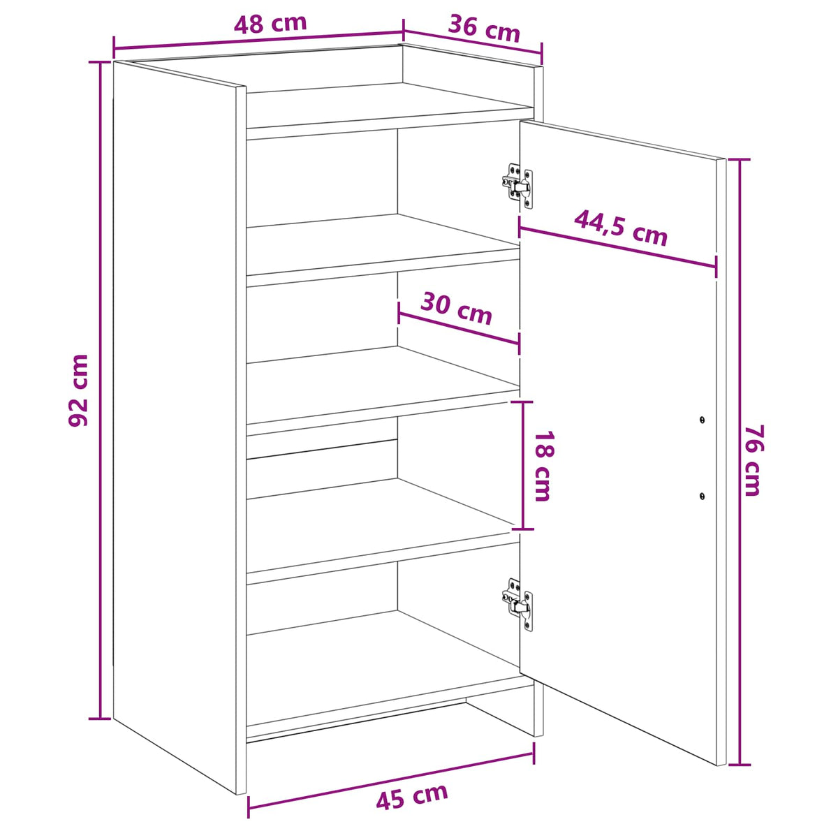 Shoe Cabinet with Storage White 48 x 36 x 92 cm Engineered Wood