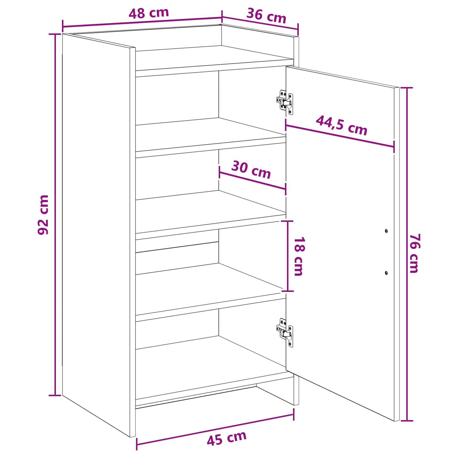 Shoe Cabinet with Storage White 48 x 36 x 92 cm Engineered Wood