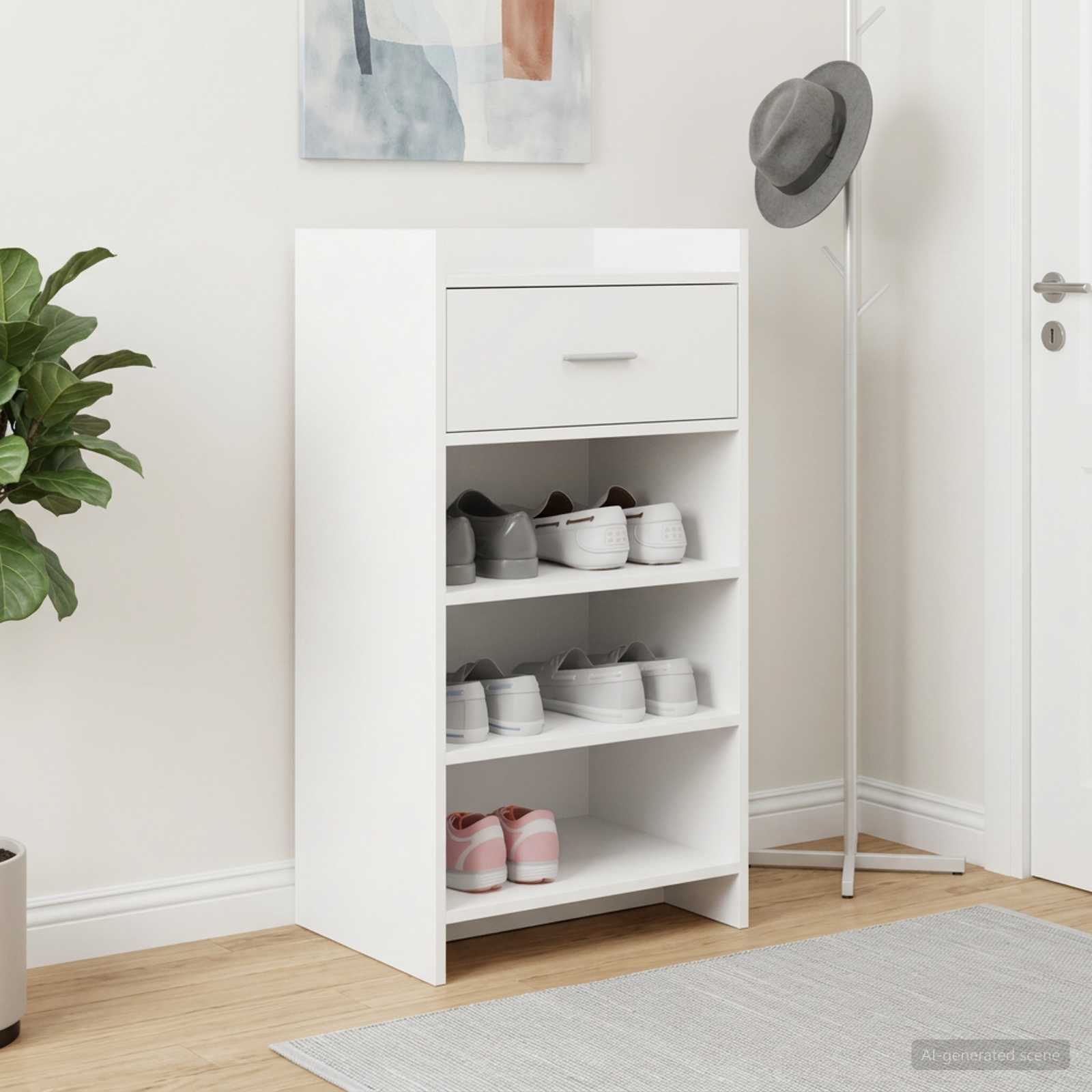 Shoe Cabinet with Drawer White 48 x 36 x 92 cm Engineered Wood