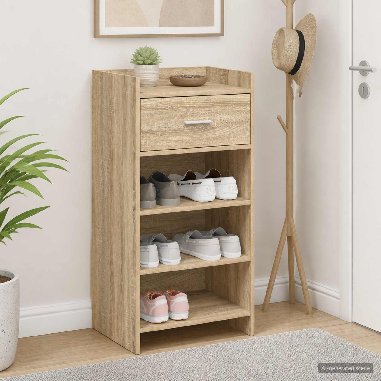 Shoe Cabinet Sonoma Oak 48 x 36 x 92 cm Engineered Wood
