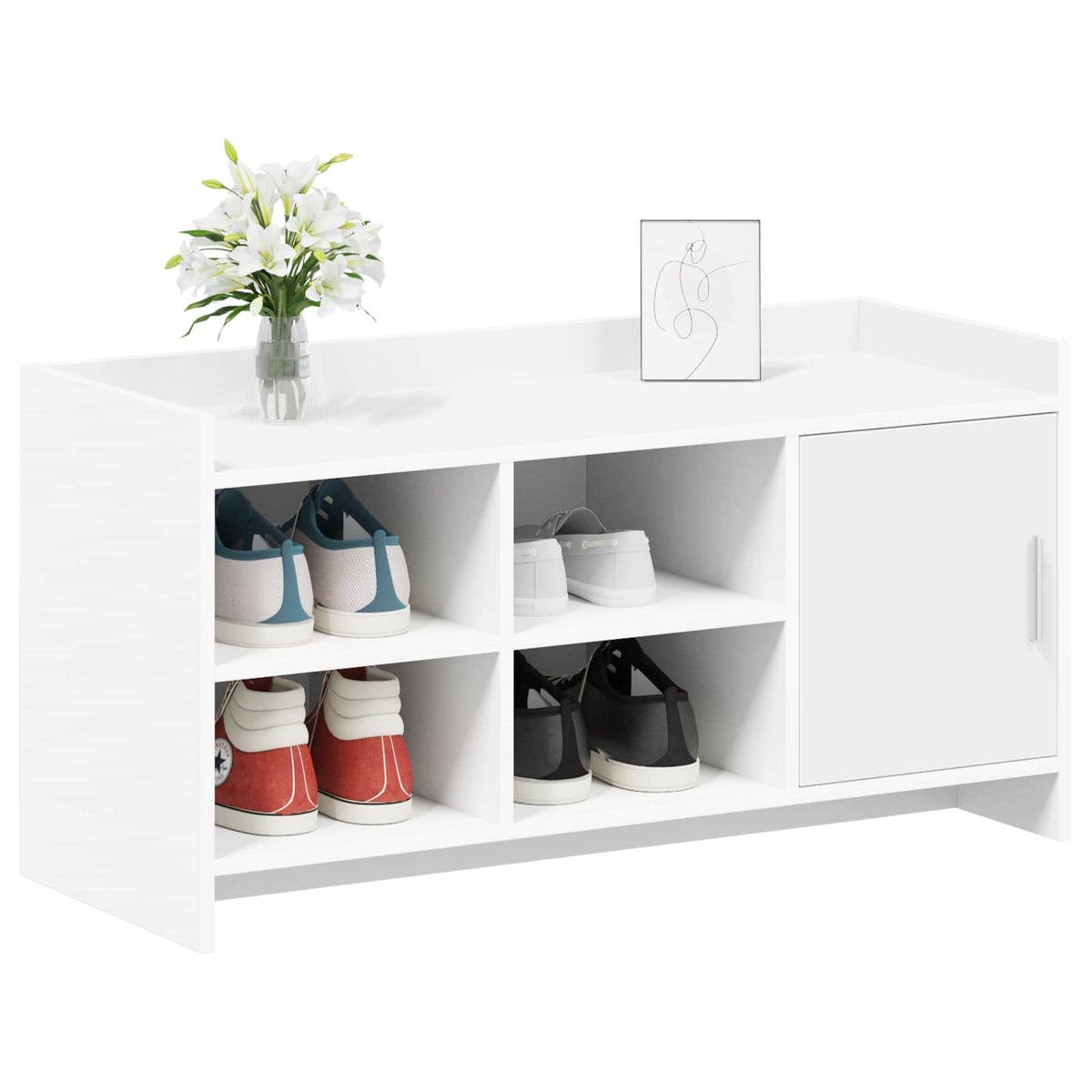 Shoe Cabinet with Door White 100 x 39.5 x 51 cm Engineered Wood