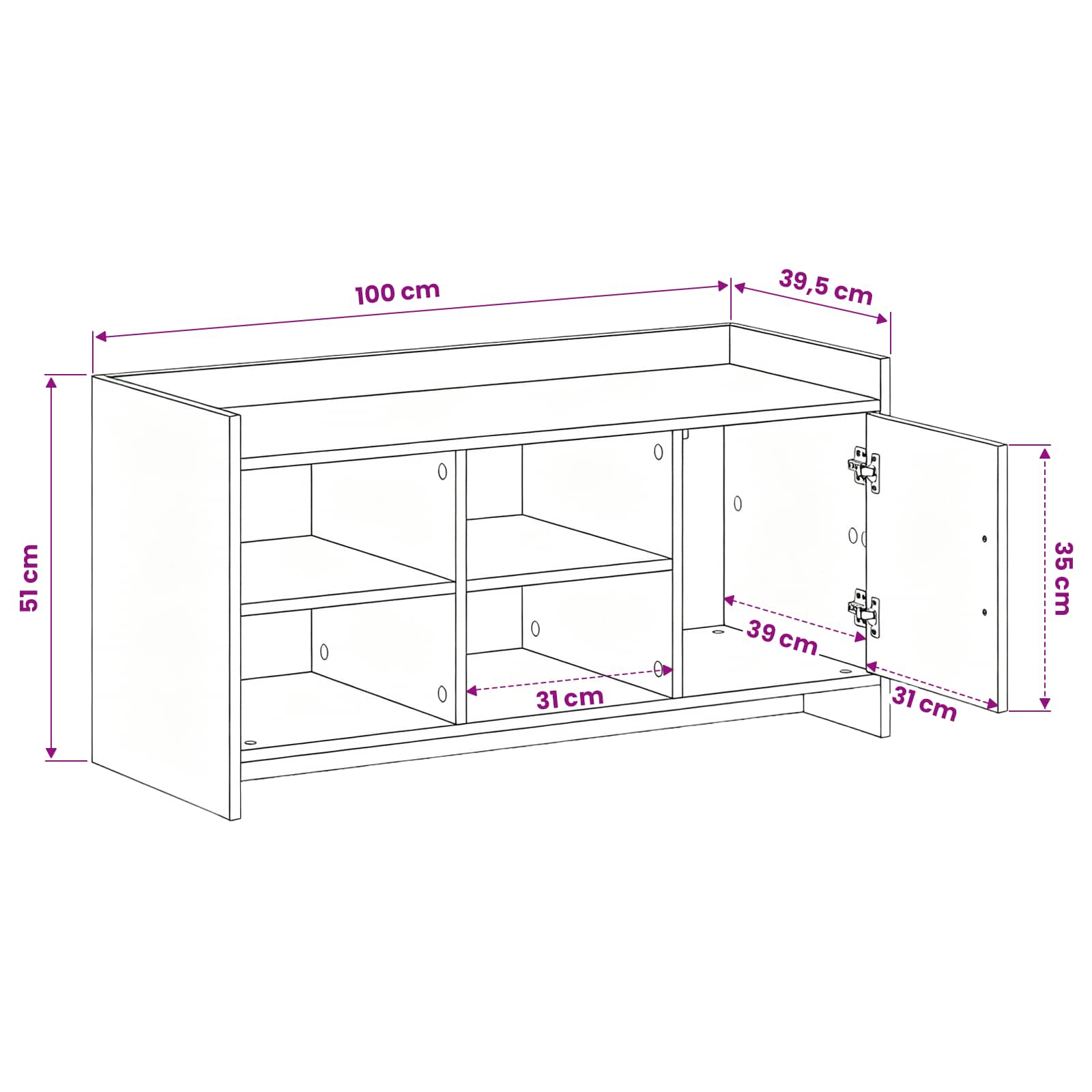 Shoe Cabinet Sonoma Oak 100 x 39.5 x 51 cm Engineered Wood