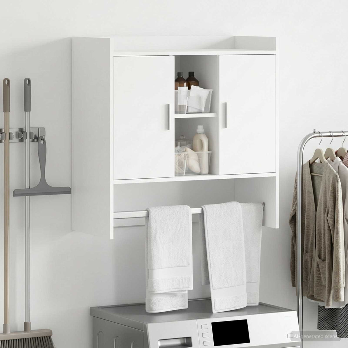 Wall Shelf Wall-Mounted White 80 x 36 x 80 cm Engineered Wood