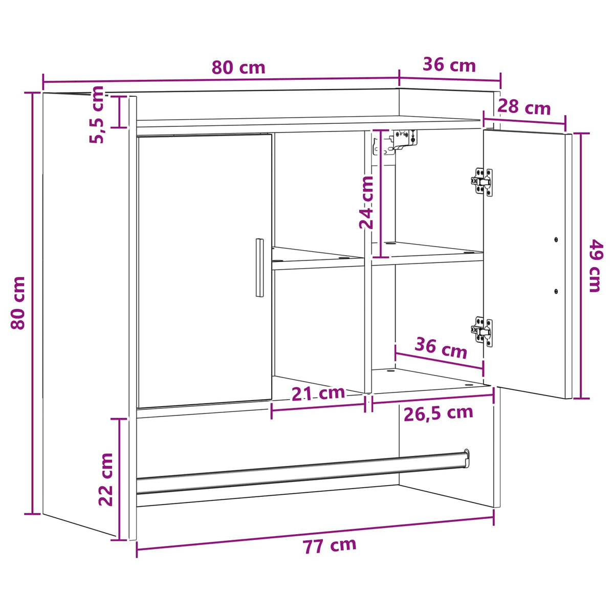 Wall Shelf Wall-Mounted Sonoma Oak 80 x 36 x 80 cm