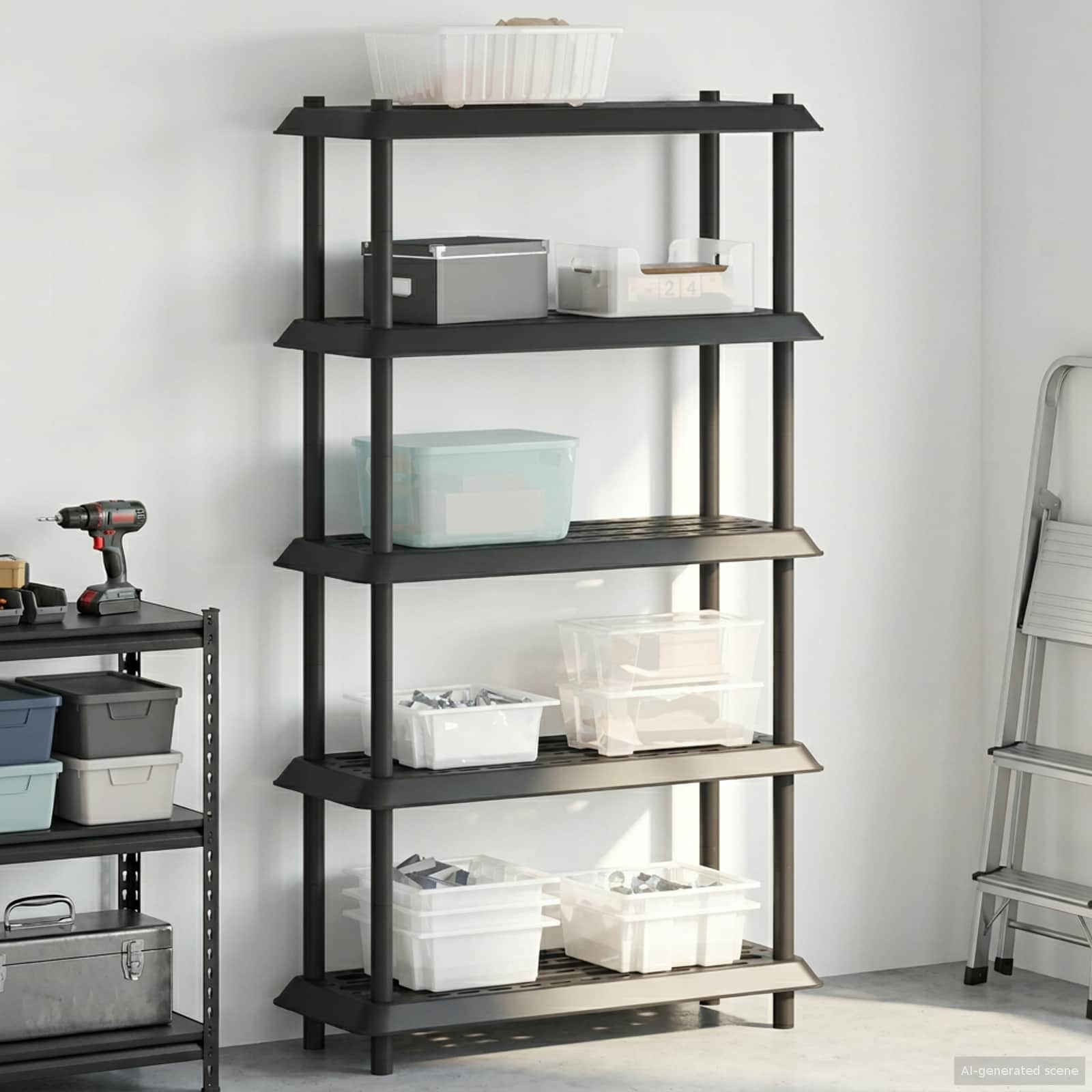 Shelving Unit 5-Tier 100 x 40 x 177 cm PP Anthracite