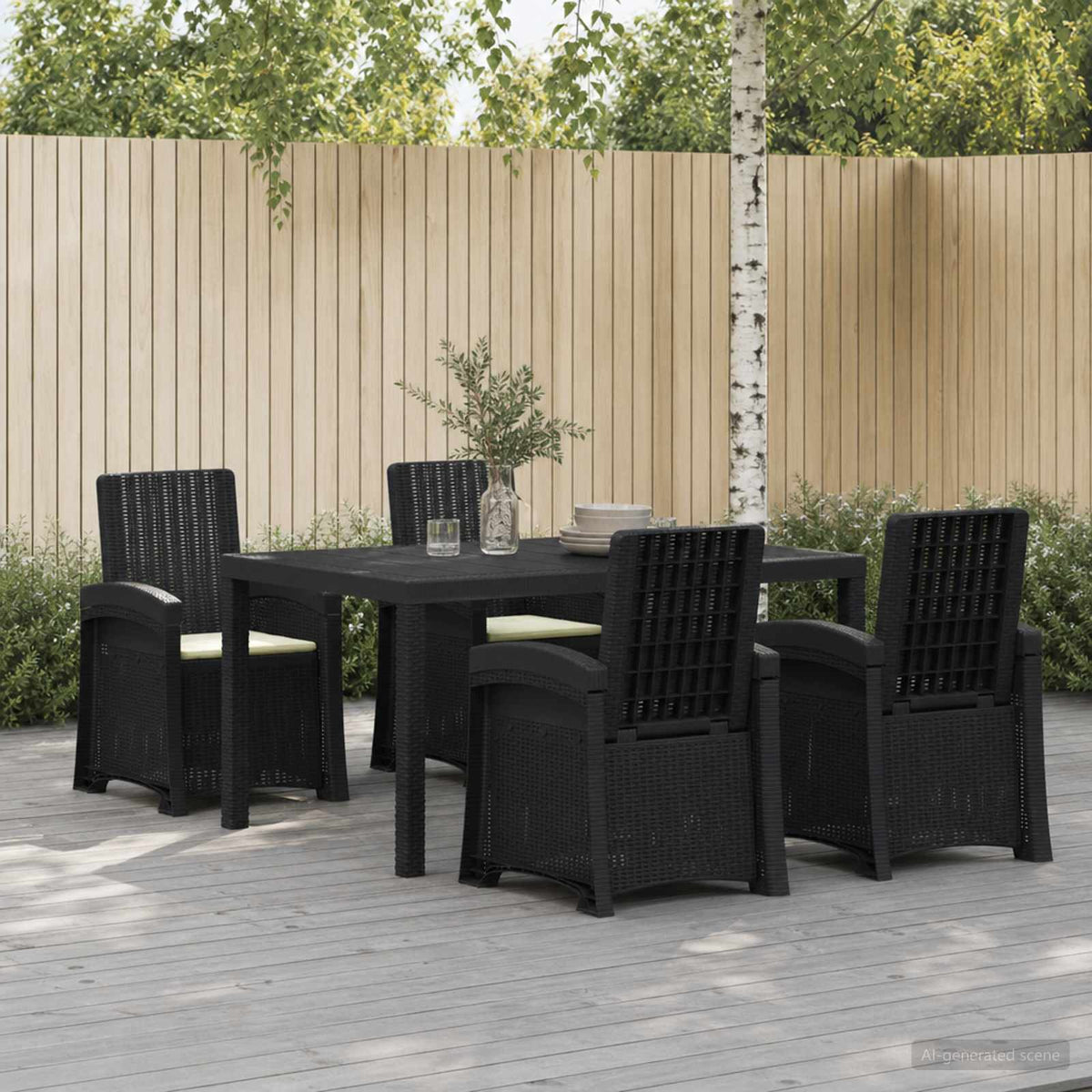 Garden Dining Set 5 pcs Anthracite and Cream PP