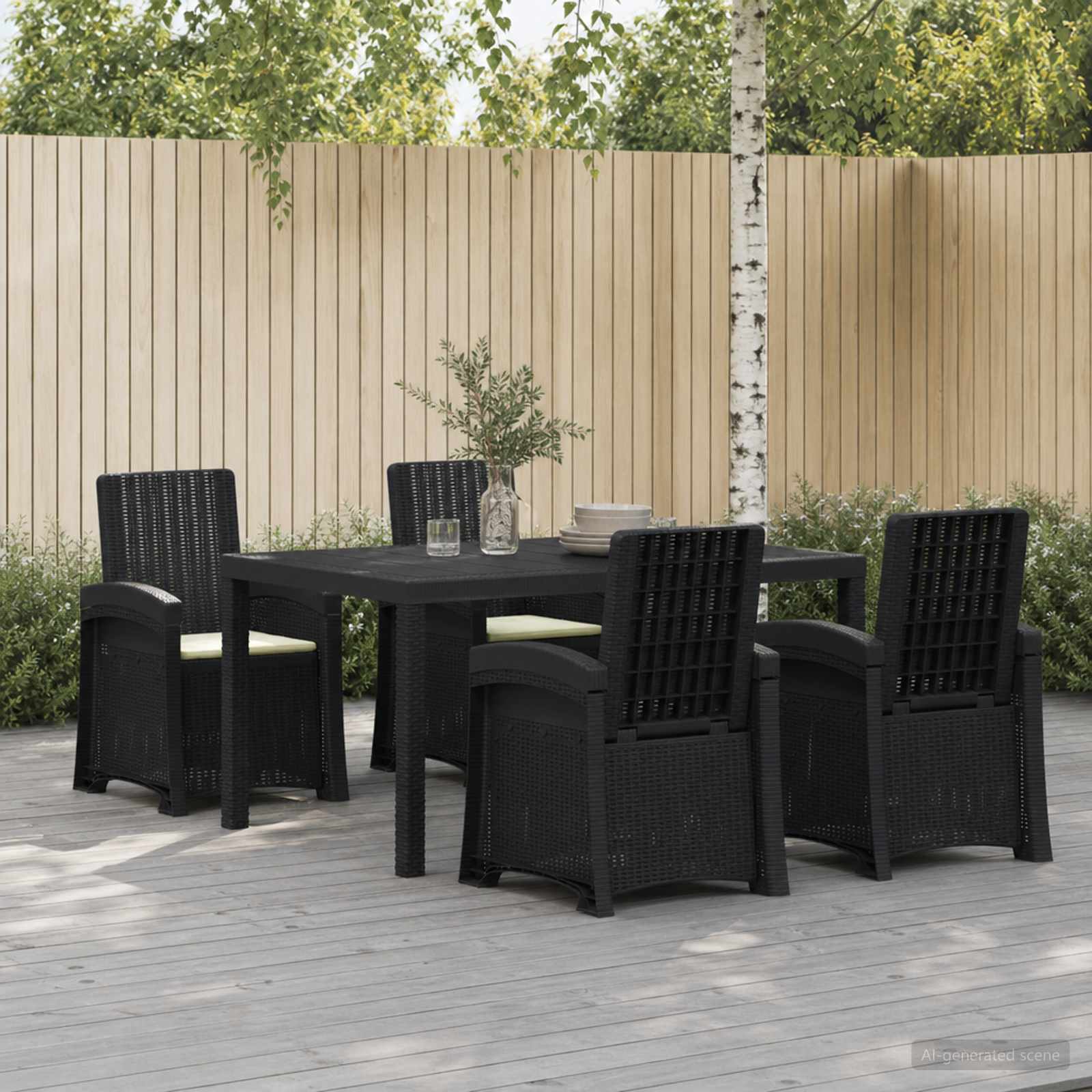 Garden Dining Set 5 pcs Anthracite and Cream PP
