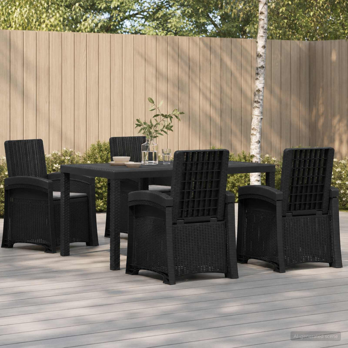 Garden Dining Set 5 pcs Anthracite PP