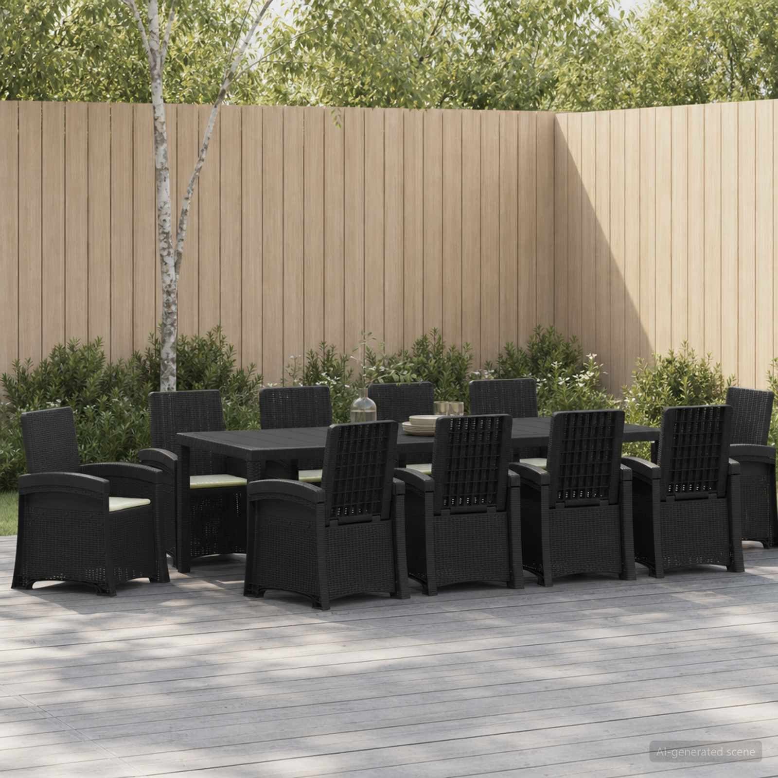 Garden Dining Set 11 pcs Anthracite and Cream PP