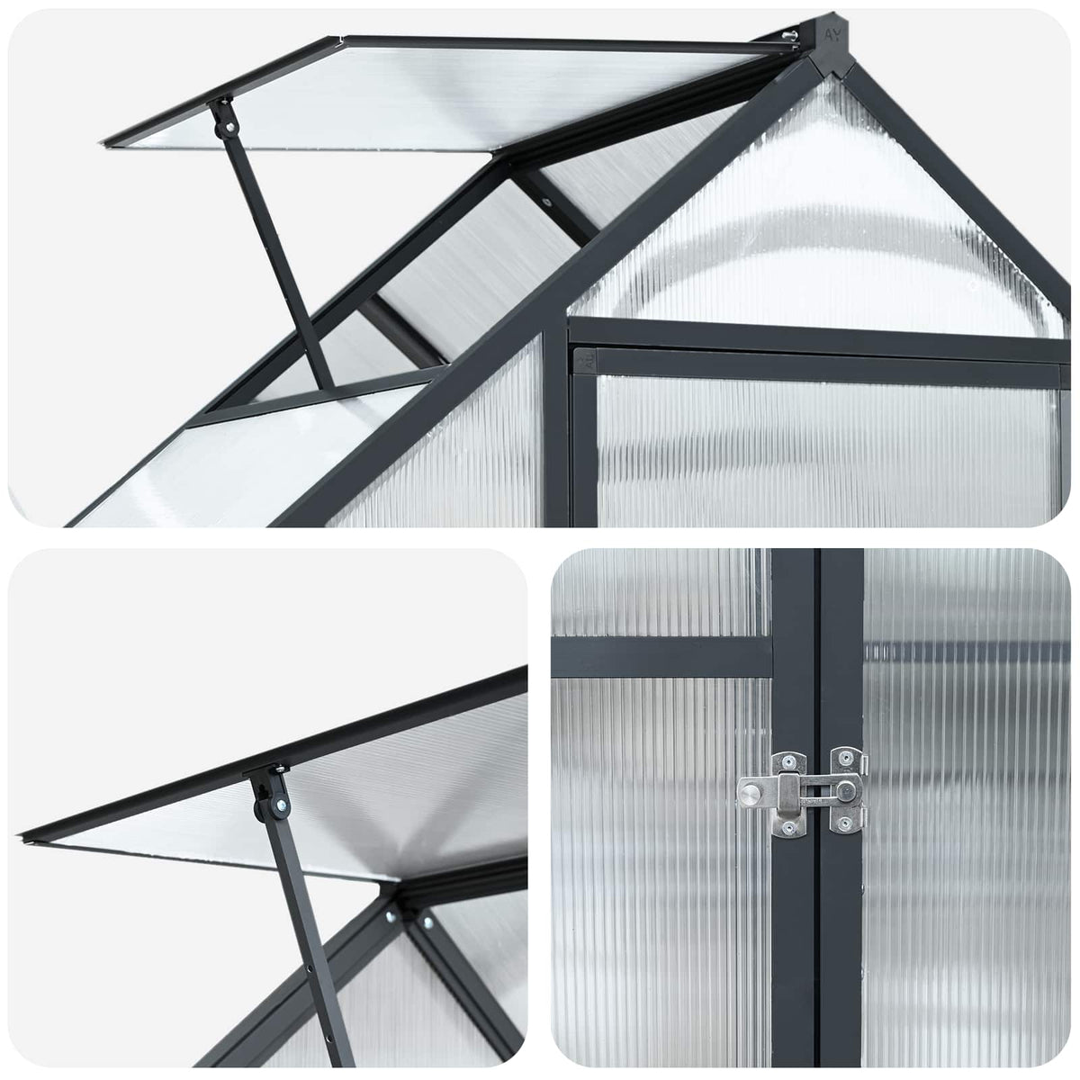 Garden Greenhouse with Door Anthracite 183.5 x 63.5 x 207 cm