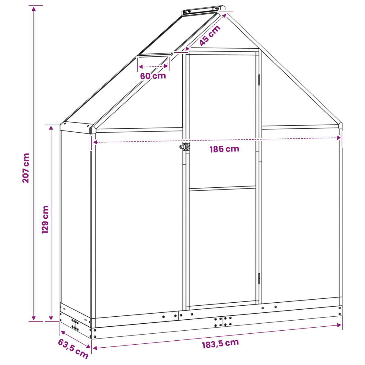 Garden Greenhouse with Door Anthracite 183.5 x 63.5 x 207 cm