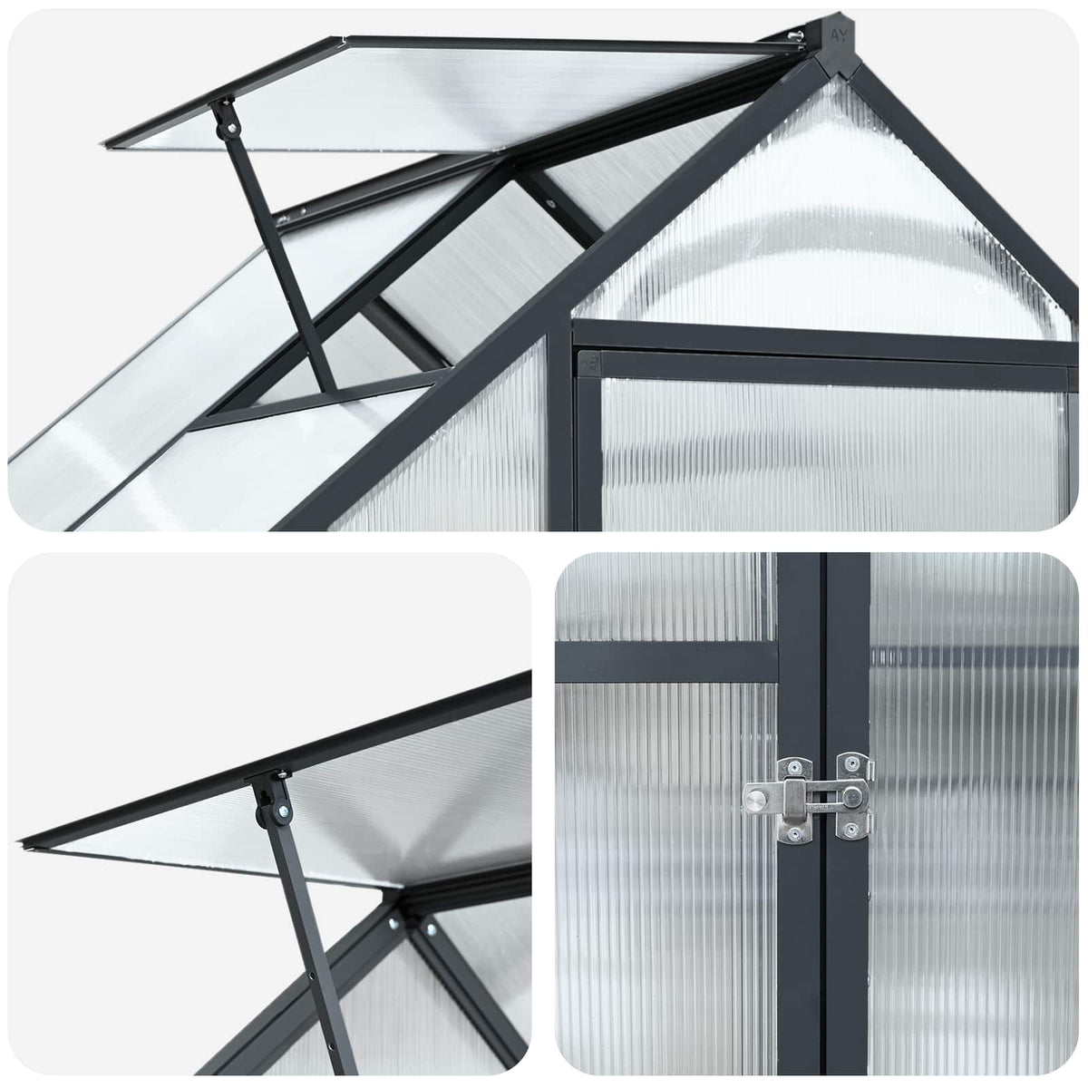 Garden Greenhouse with Door Anthracite 183.5 x 123 x 207 cm
