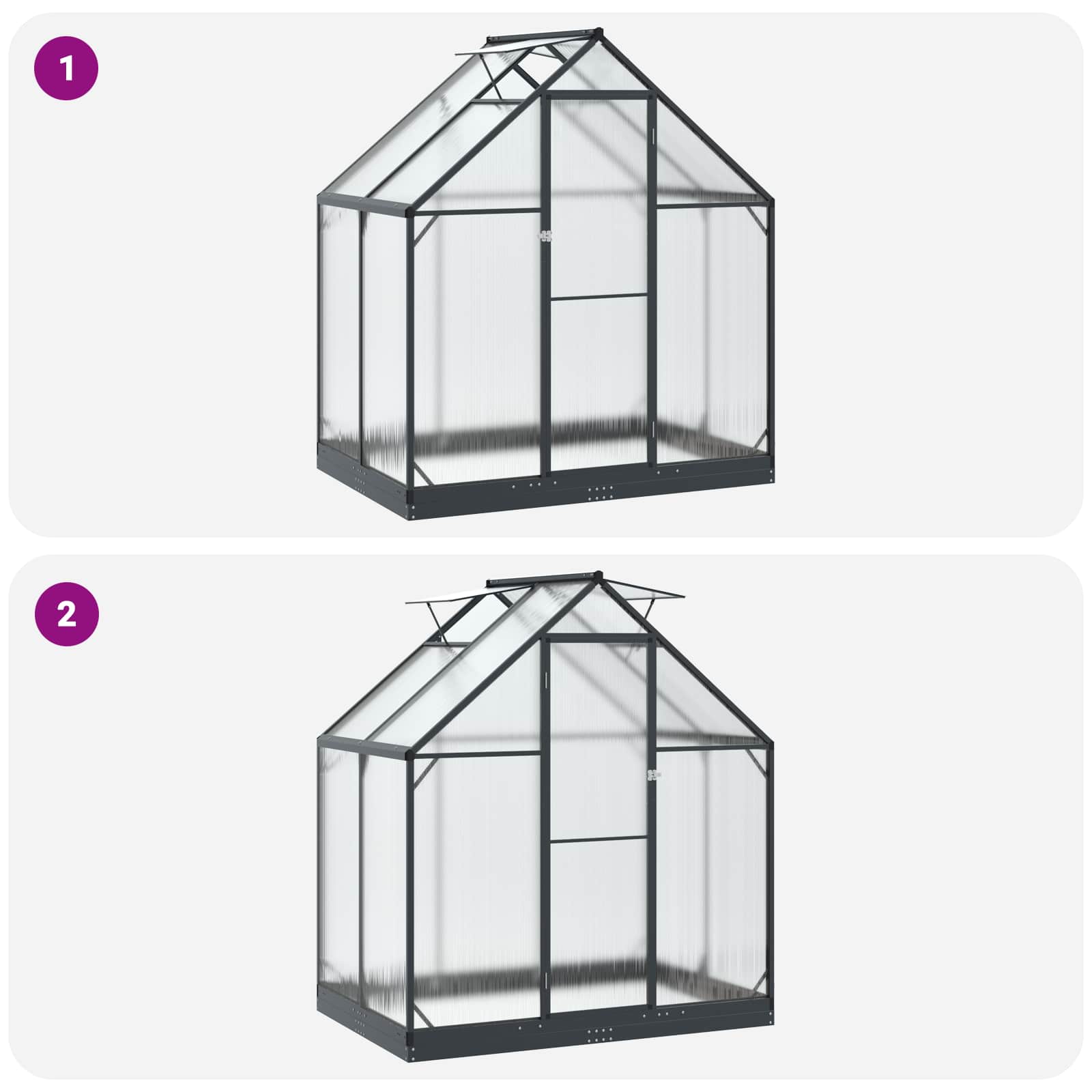 Garden Greenhouse with Door Anthracite 183.5 x 123 x 207 cm