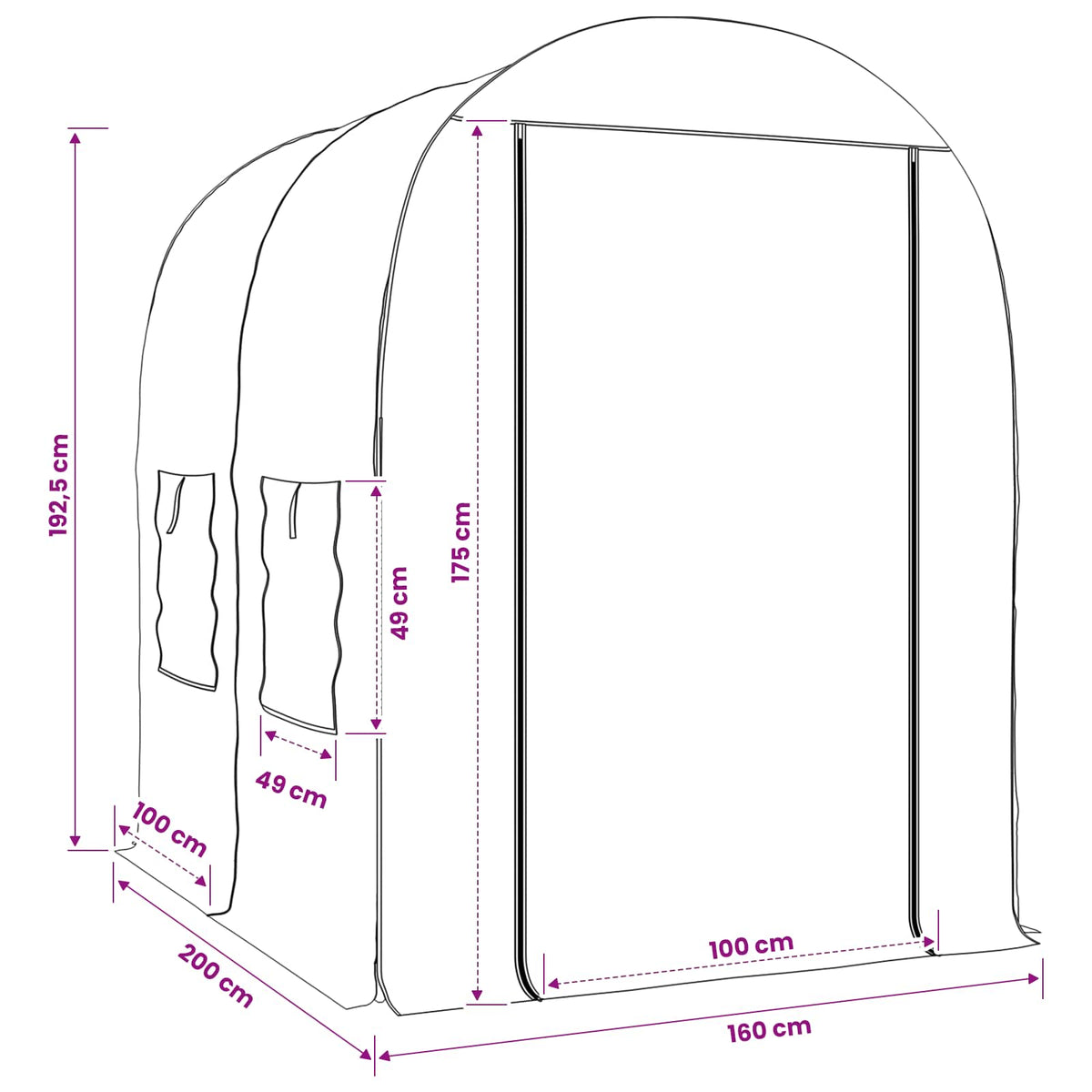 Greenhouse with Frame 160 x 200 x 192.5 cm PVC Transparent