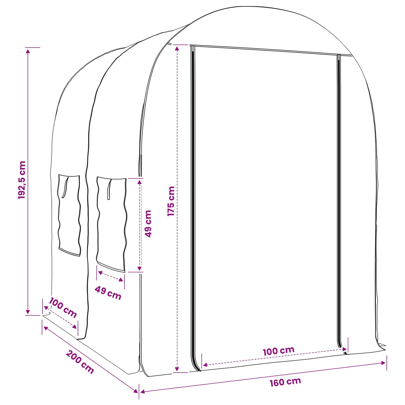 Greenhouse with Frame 160 x 200 x 192.5 cm PVC Transparent