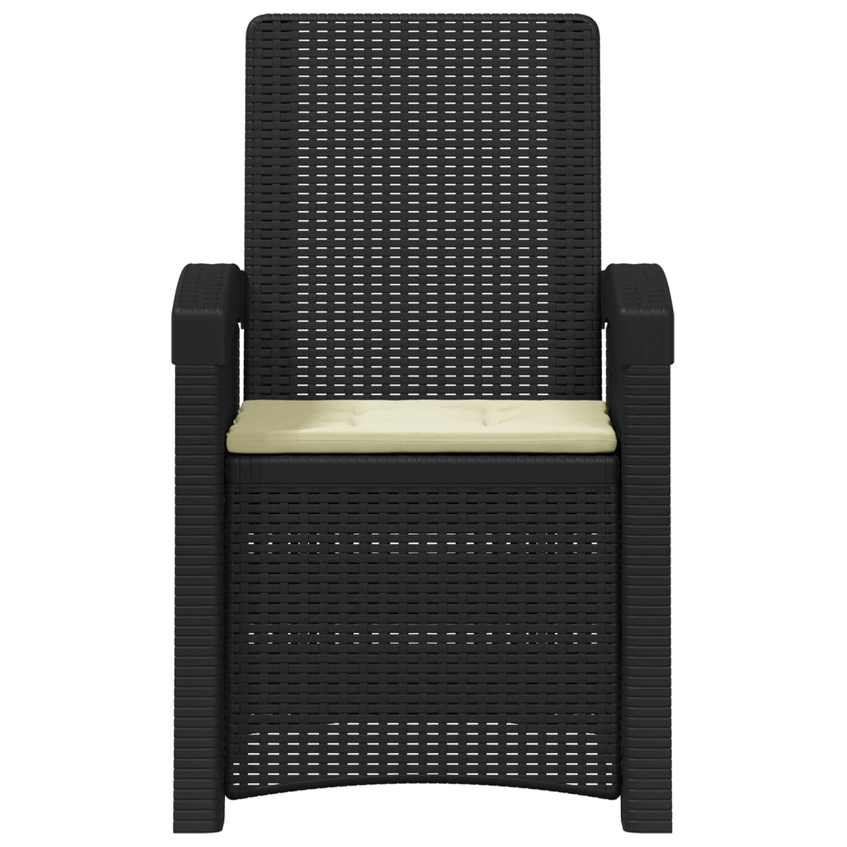 Reclining garden chair in rattan style Anthracite and Cream PP