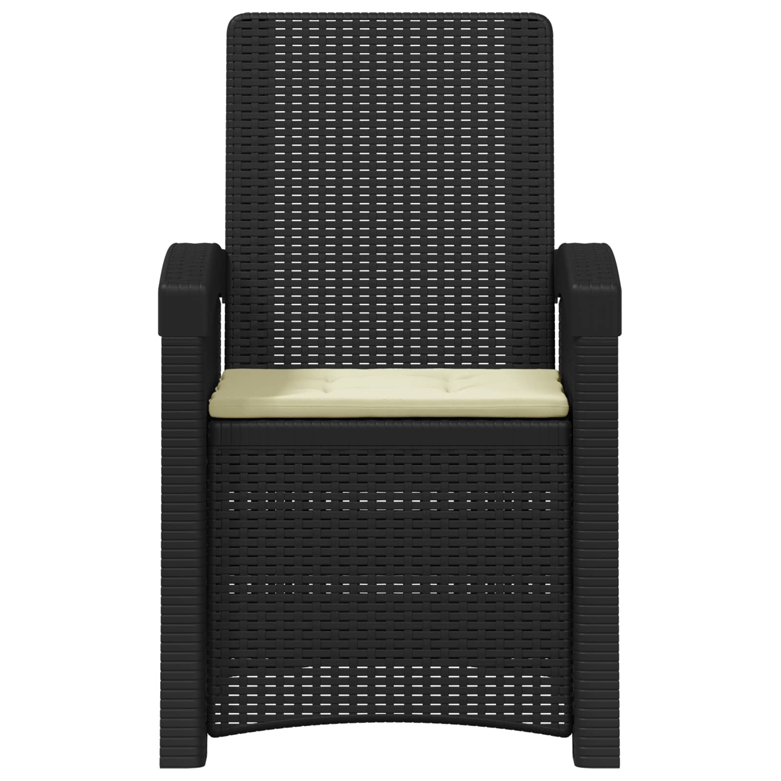 Reclining garden chair in rattan style Anthracite and Cream PP