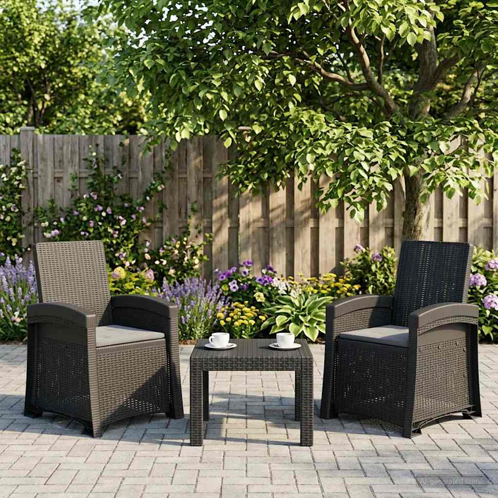 Reclining garden chair in rattan style 2 pcs Anthracite PP