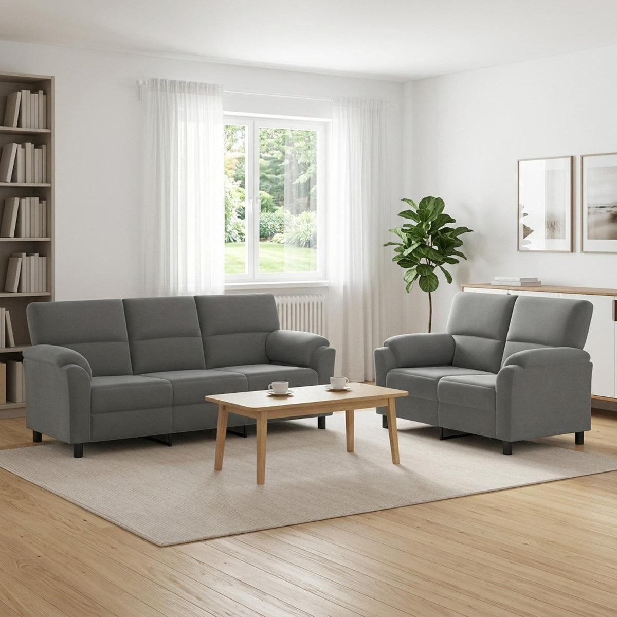 Sofa Set 2 pcs Dark Grey Velvet